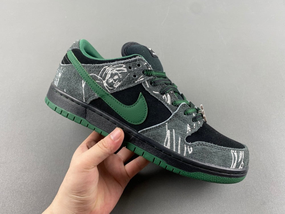 Low Top Sneakers, Black Green Gray Colorway, Lace Up Design, Casual Gift for Sneaker Fans