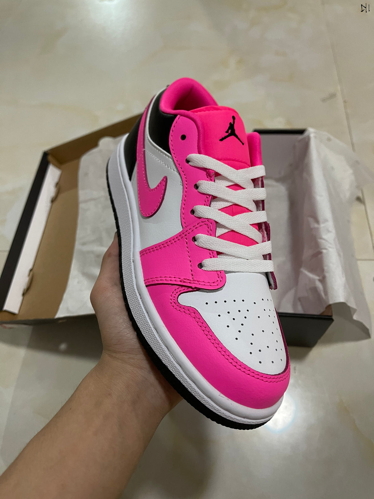 Low Top Sneakers, White Black Pink Colorway, Lace Up Design, Casual Gift for Sneaker Fans