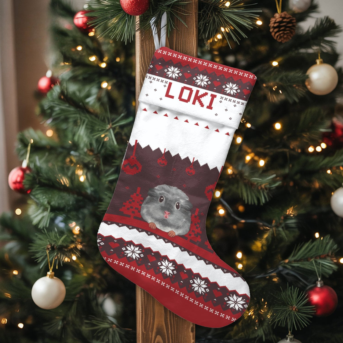Adorable Pet Holiday Stocking, Chinchilla Christmas Stocking, Personalized Christmas Stocking, Custom Animal Lover Fireplace 