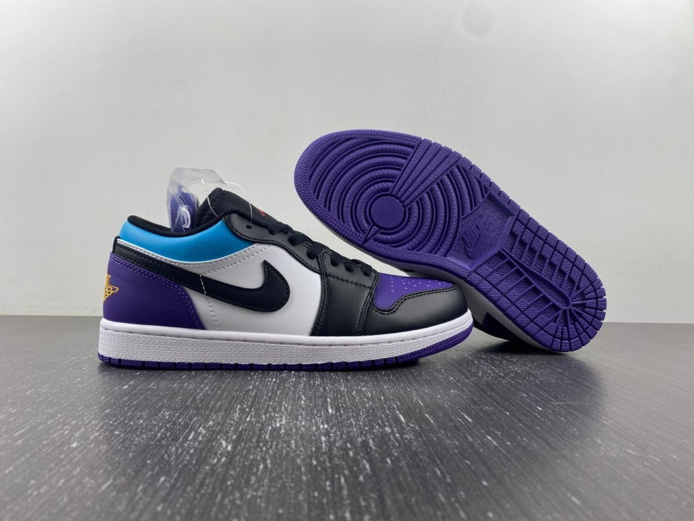 Low Top Sneakers, Black Purple Colorway, Lace Up Design, Casual Gift for Sneaker Fans