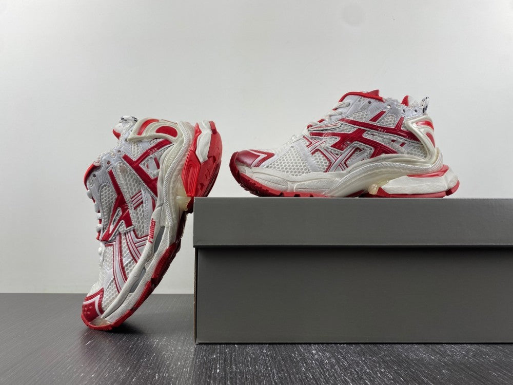 Low Top Sneakers, White Red Colorway, Lace Up Design, Casual Gift for Sneaker Fans