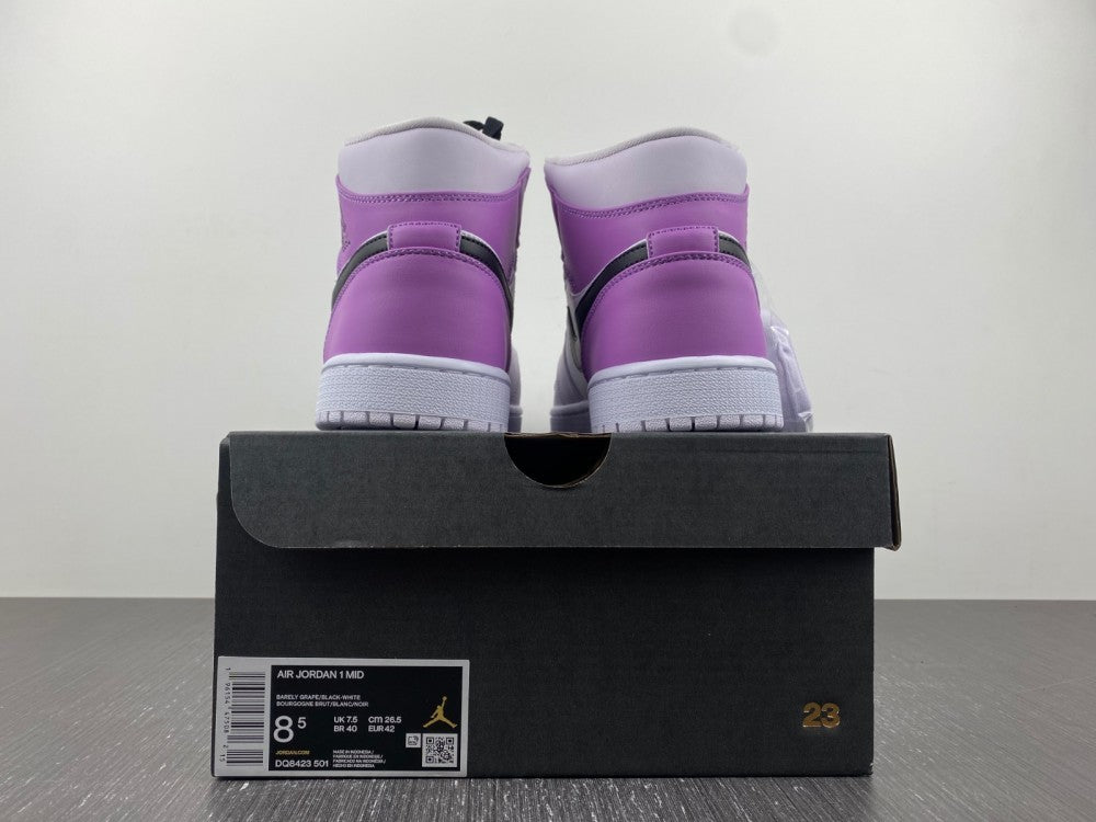 Mid Top Sneakers, White Black Purple Colorway, Lace Up Design, Casual Gift for Sneaker Fans