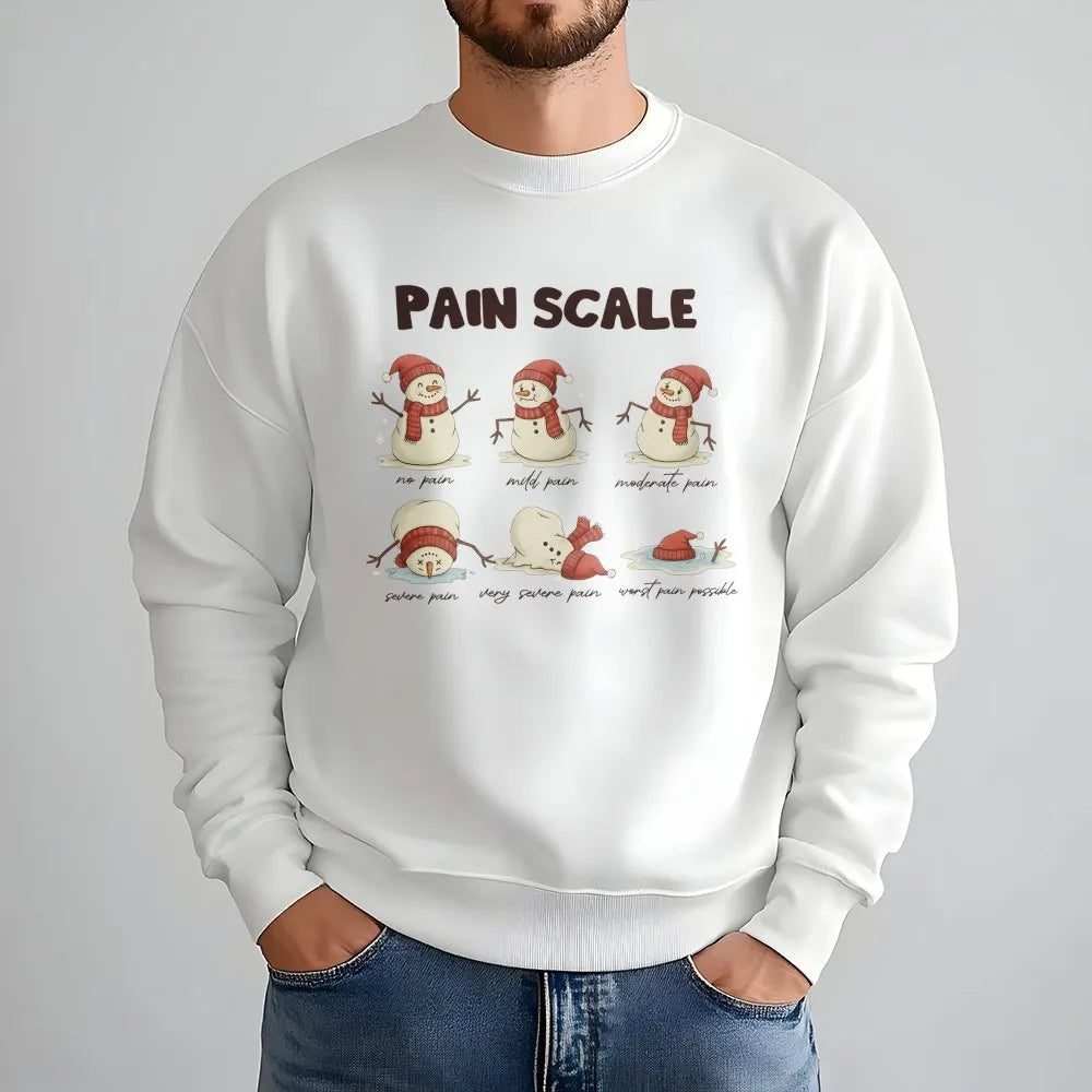 Humorous Nurse Christmas Sweatshirt, Snowman Pain Scale Sweatshirt, Medical Holiday Crewneck, Hospital Worker Pullover, Adora