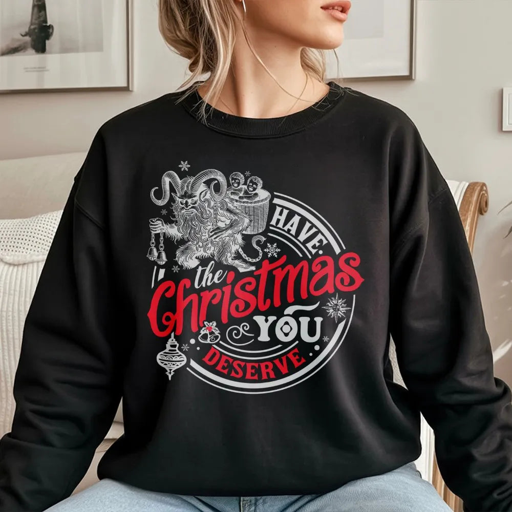 Humorous Krampusnacht Sweatshirt, Krampus Christmas Sweatshirt, Sarcastic Krampus Holiday Crewneck, Goth Christmas Pullover, 