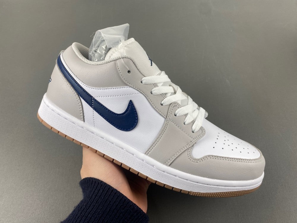 Low Top Sneakers, Blue White Gray Colorway, Lace Up Design, Casual Gift for Sneaker Fans
