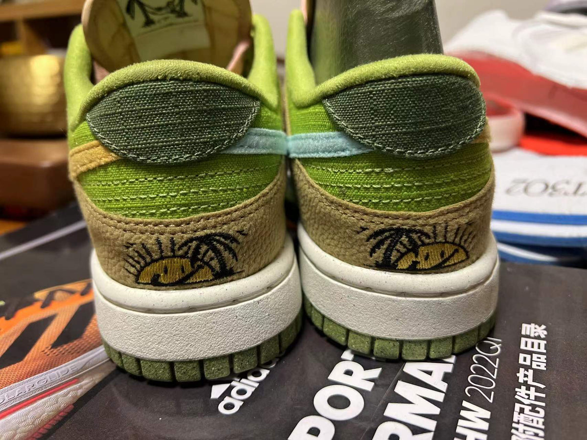 Low Top Sneakers, Brown Pink Green Colorway, Lace Up Design, Casual Gift for Sneaker Fans