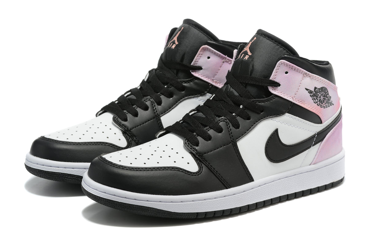 Sneakers, Black White Pink Colorway, Tie Dye Pattern, Lace Up Design, Casual Gift for Sneaker Fans