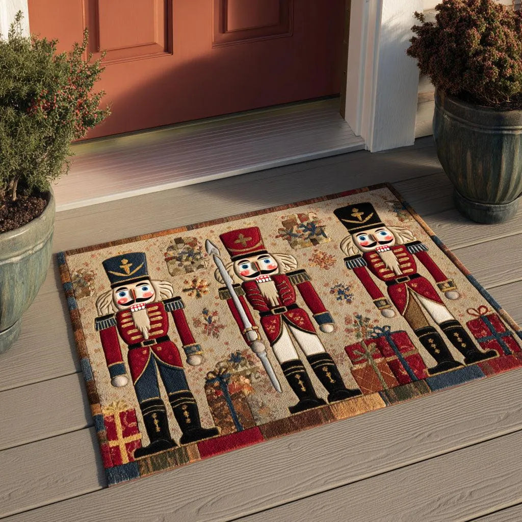 Tropical Hibiscus Flower Doormat, Christmas Eve Welcome Mat, Holiday Floral Door Mat, Non-Slip Front Porch Rug, Xmas Decor Pr