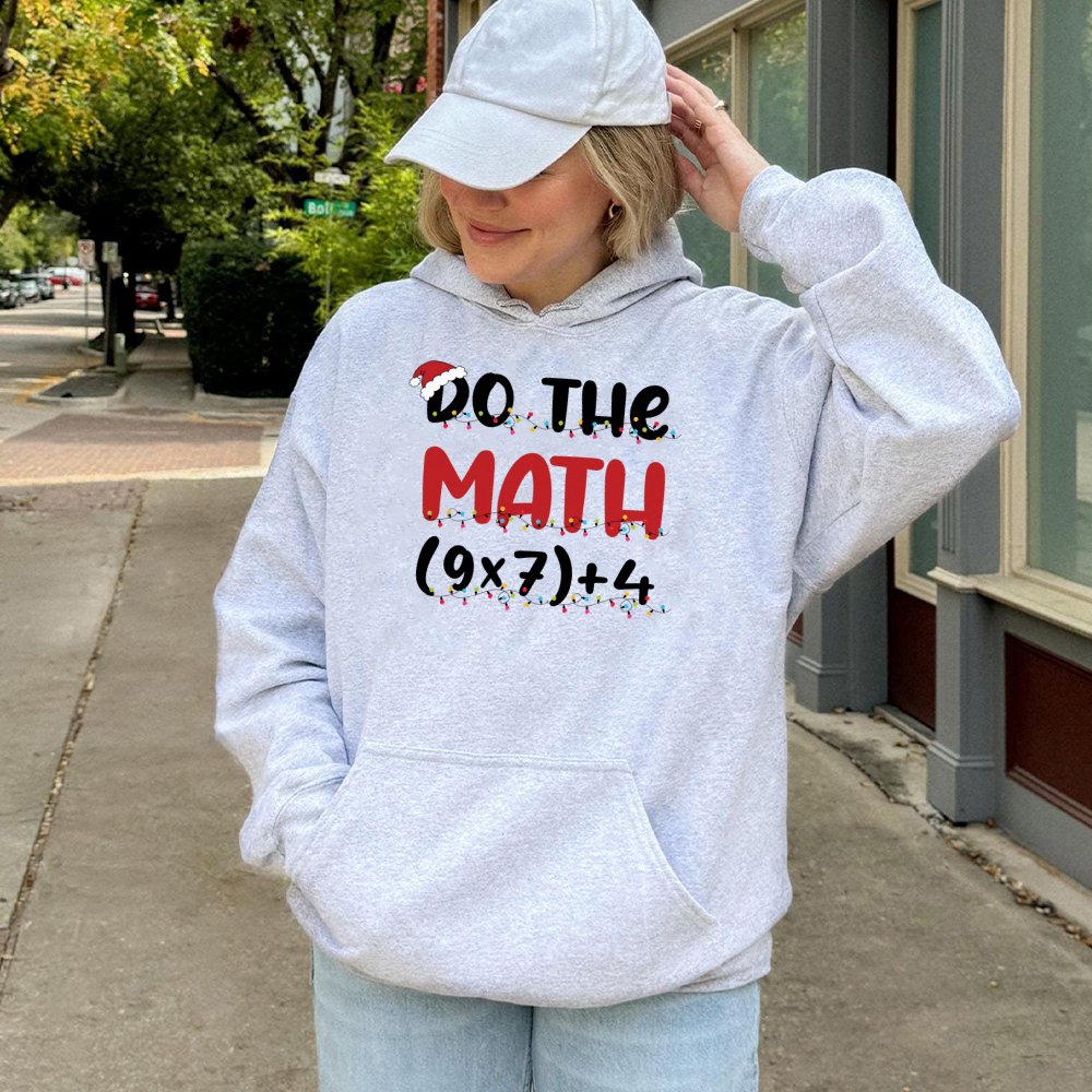 Holiday Math Equation Hoodie, Math Teacher Christmas Hoodie, Humorous Teacher Xmas Hoodie, Math Educator Pullover, Winter Tea