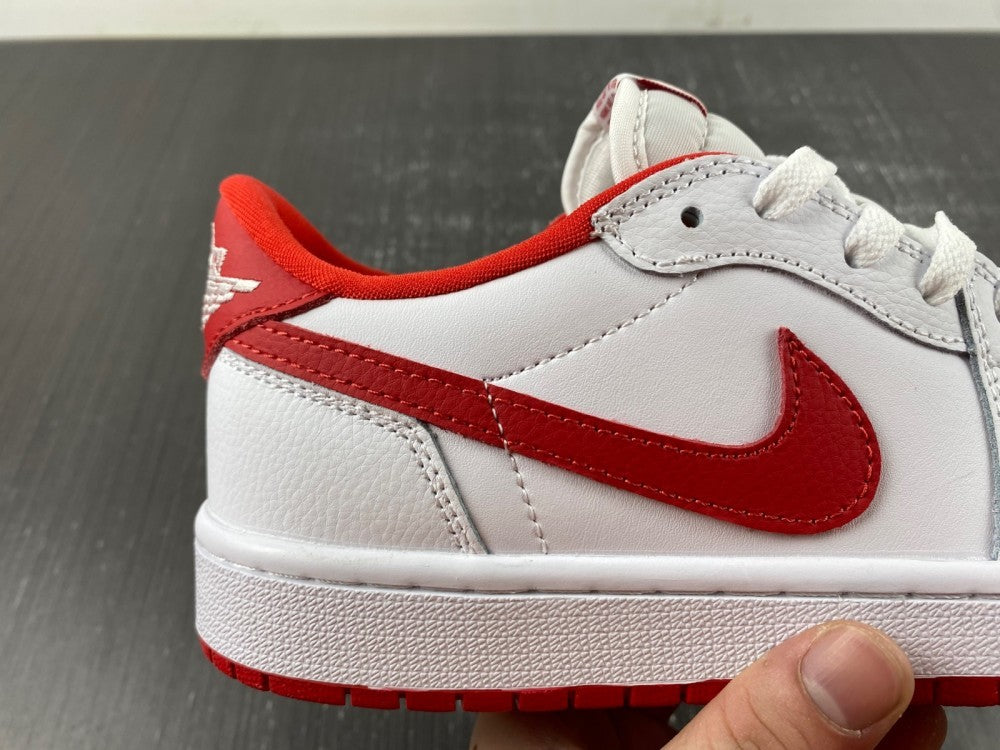 Low Top Sneakers, White Red Colorway, Lace Up Design, Casual Gift for Sneaker Fans