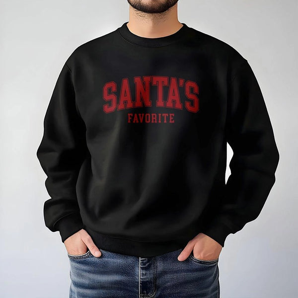 Varsity Letter Christmas Sweatshirt, Santa's Favorite Sweatshirt, Holiday Crewneck Sweatshirt, Retro Xmas Graphic Pullover, C