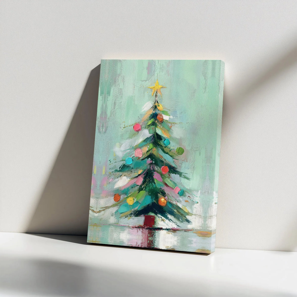 Colorful Modern Holiday Canvas Print, Abstract Christmas Tree Canvas Wall Art, Festive Winter Home Decor, Seasonal Living Roo