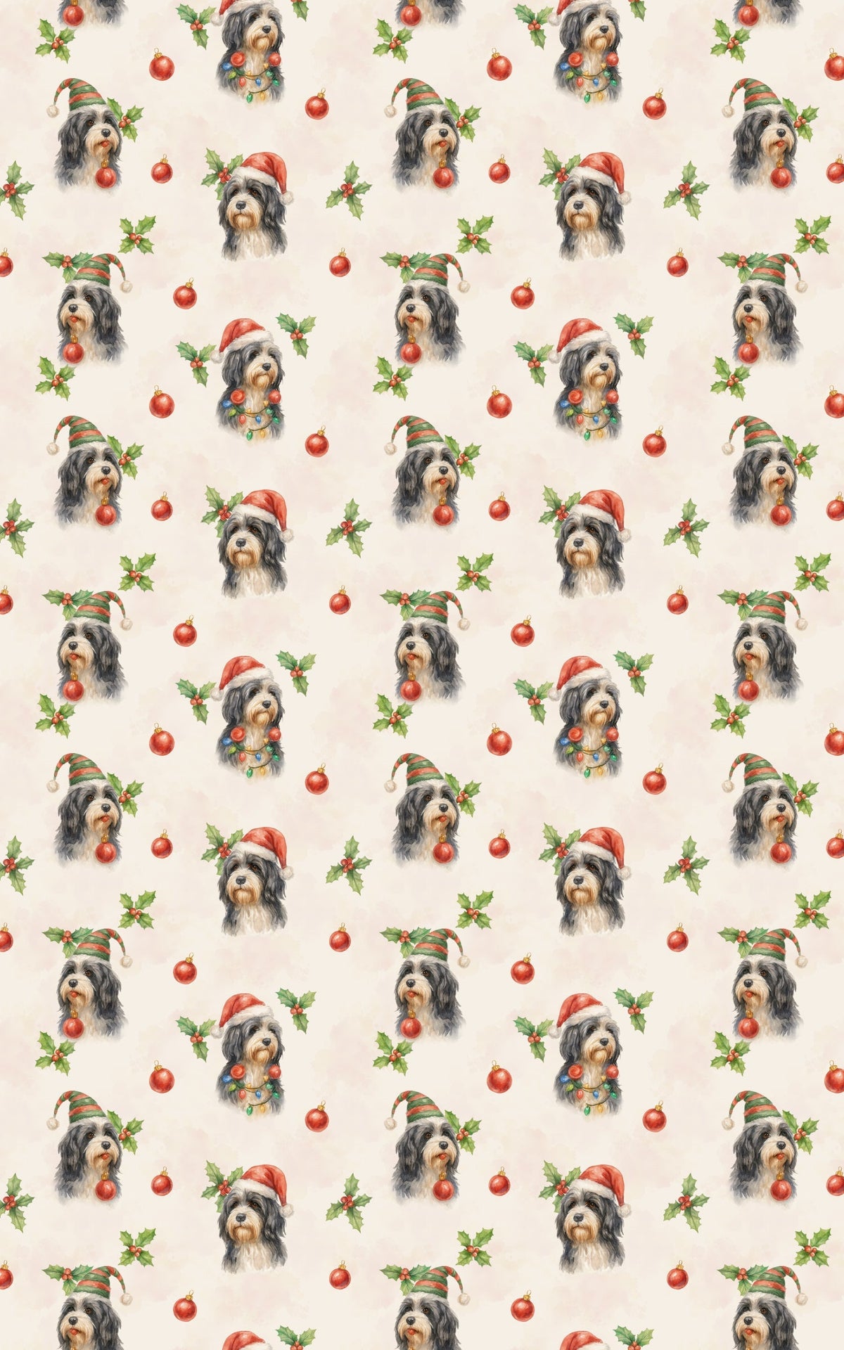 Dog Holiday Gift Wrap, Holly Jolly Beard Wrapping Paper, Pet Christmas Gift Wrap, Festive Xmas Wrapping Paper, Adorable Puppy