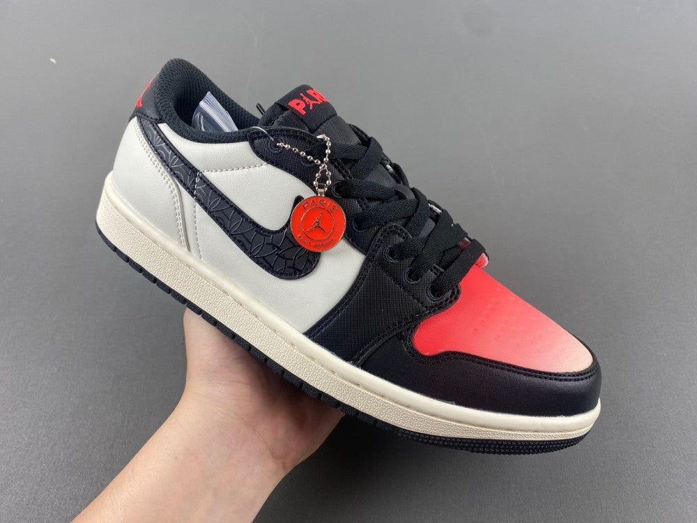 Low Top Sneakers, White Black Red Colorway, Lace Up Design, Casual Gift for Sneaker Fans