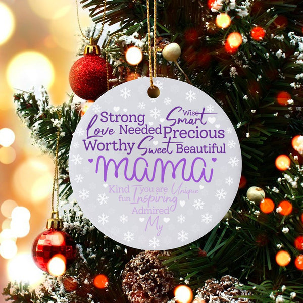 Inspirational Quote Keepsake Ornament, Mama Ceramic Christmas Ornament, Mother's Day 2026 Ornament, Meaningful Present for Mo