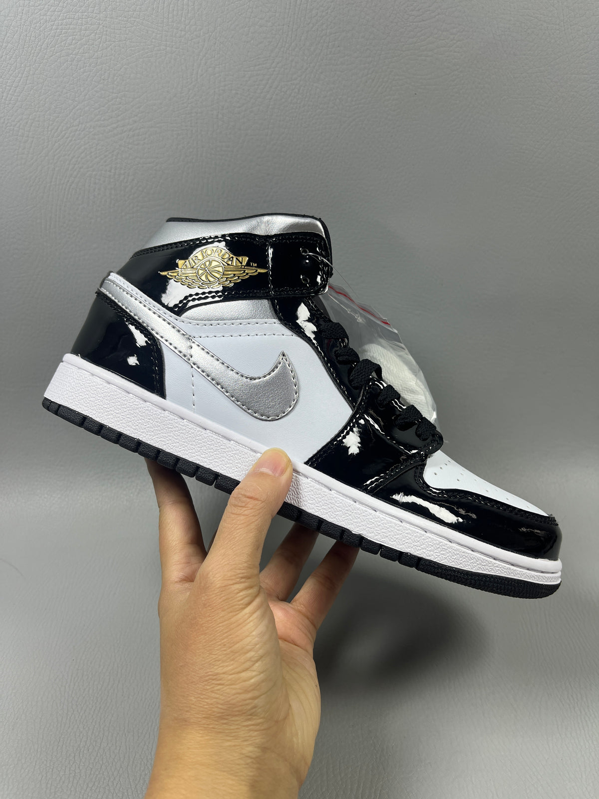 High Top Sneakers, Black Silver Colorway, Lace Up Design, Casual Gift for Sneaker Fans