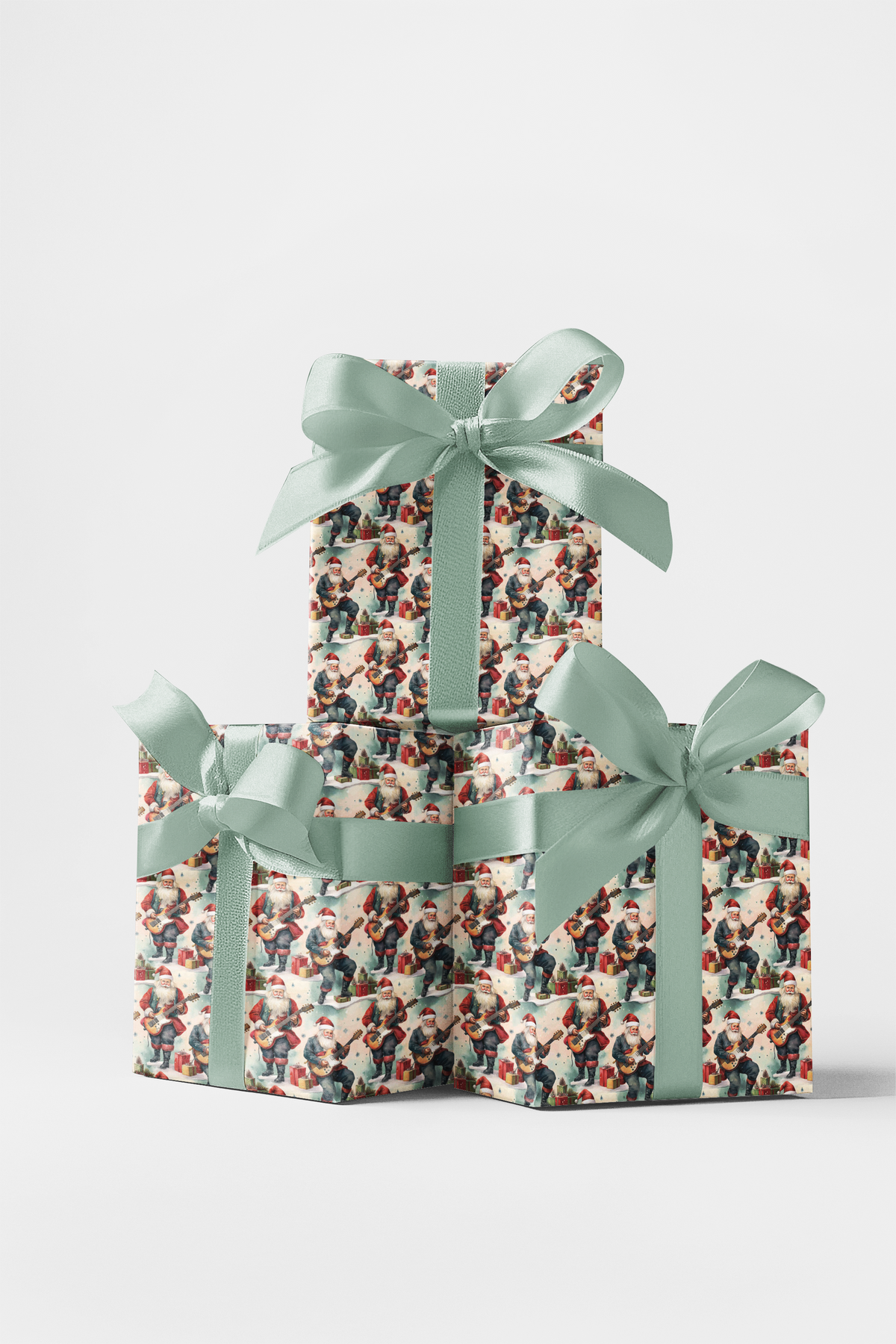 Musician Christmas Gift Wrap, Rocking Santa Guitar Wrapping Paper, Retro Rock and Roll Wrapping Paper, Humorous Holiday Prese