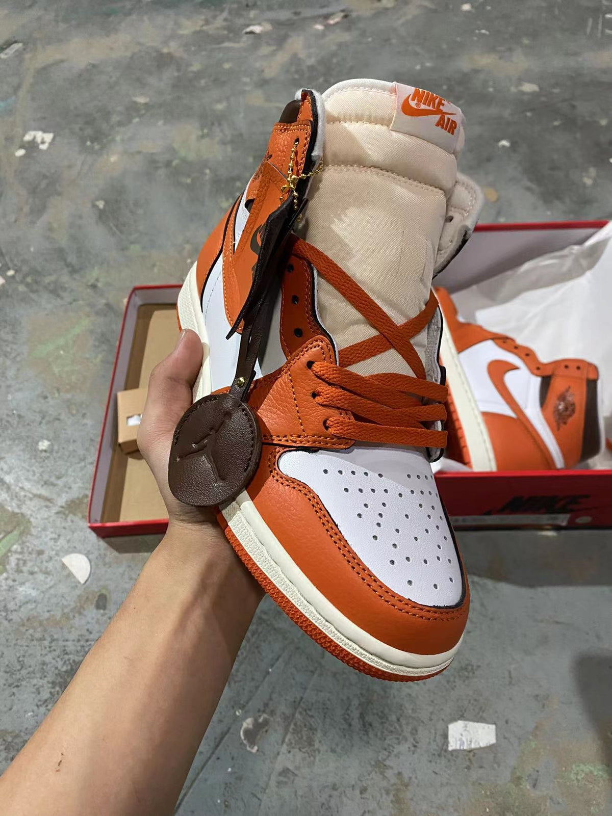 Retro High Top Sneakers, White Orange Colorway, Lace Up Design, Casual Gift for Sneaker Fans