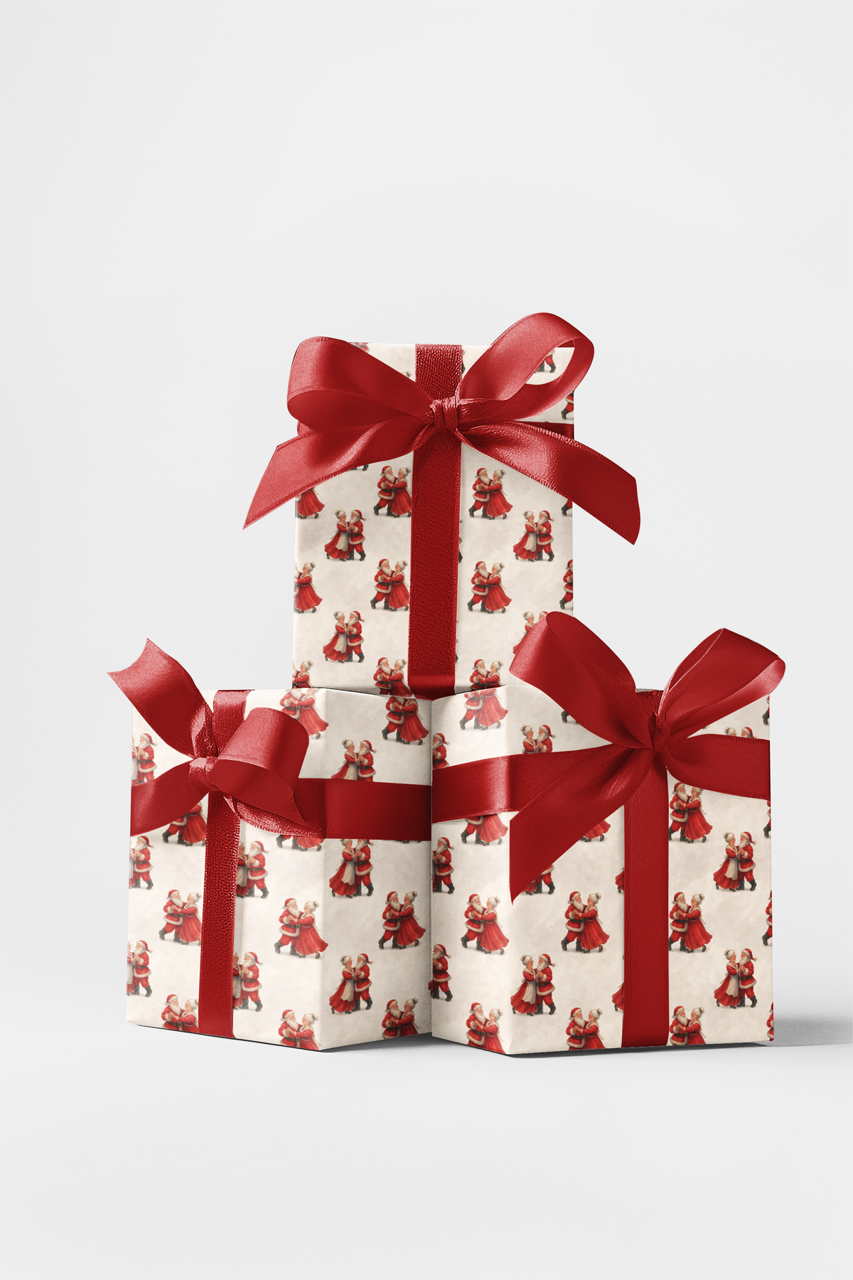 Vintage Santa Mrs Claus Holiday Gift Wrap, Dancing Santa Wrapping Paper, Retro Christmas Wrapping Paper, Romantic Present Pap
