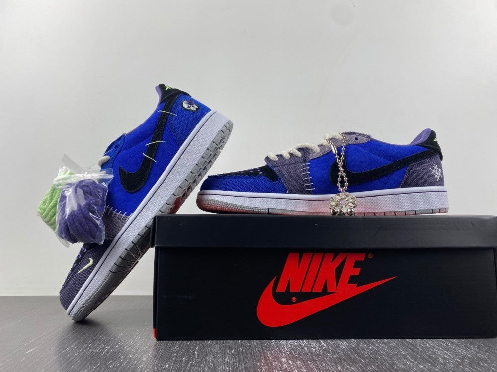 Low Top Sneakers, Royal Blue Black Purple Colorway, Lace Up Design, Casual Gift for Sneaker Fans