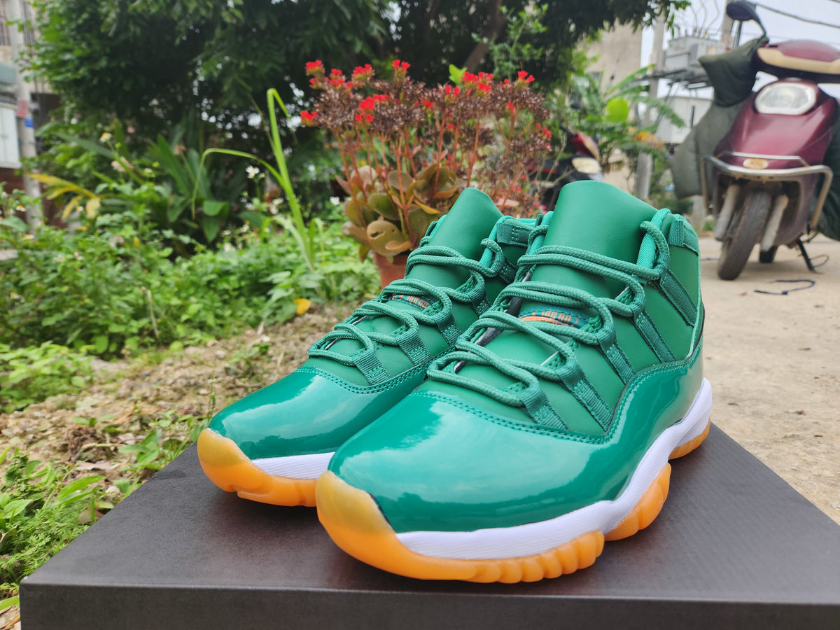Sneakers, Green Orange Colorway, Lace Up Design, Casual Gift for Sneaker Fans