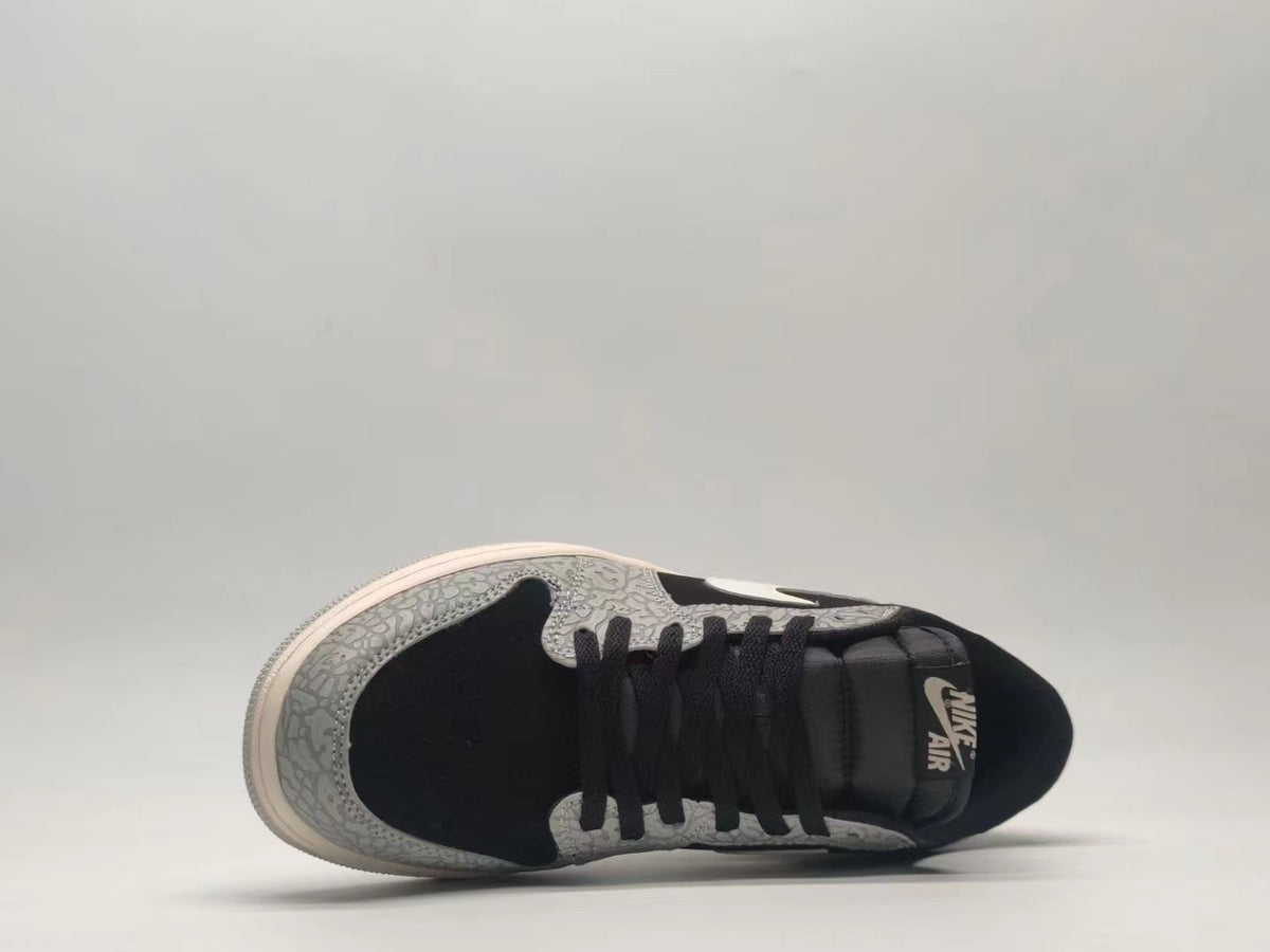 Low Top Sneakers, Black Gray Colorway, Cracked Pattern, Lace Up Design, Casual Gift for Sneaker Fans