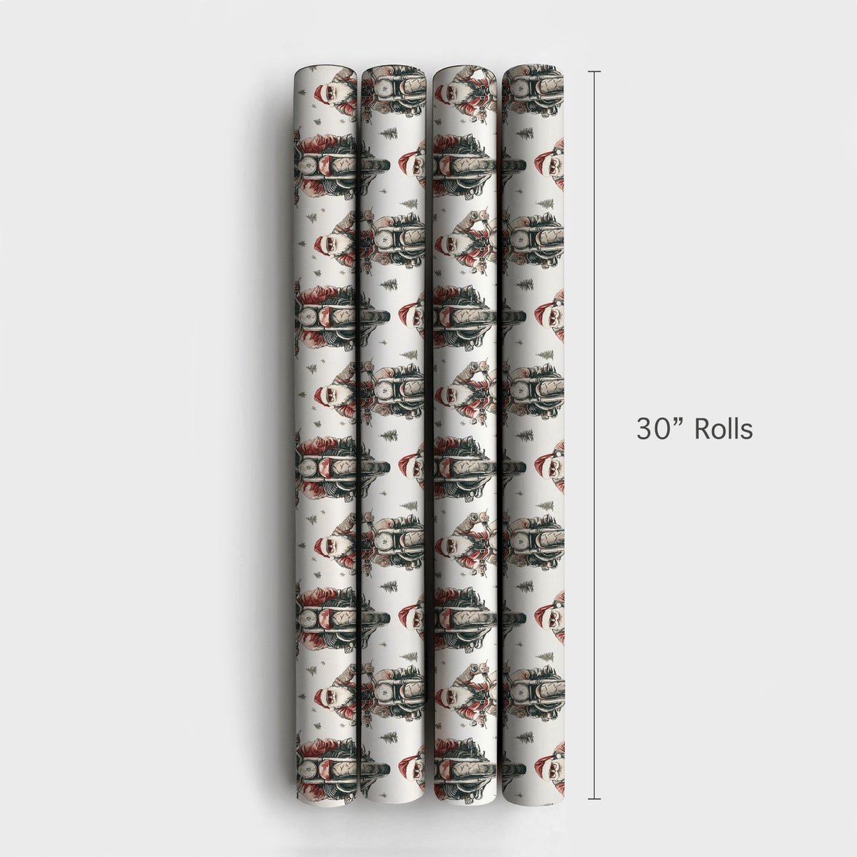Motorcycle Christmas Gift Wrap, Biker Santa Wrapping Paper, Cool Santa Holiday Wrapping Paper, Retro Motorcyclist Xmas Gift W