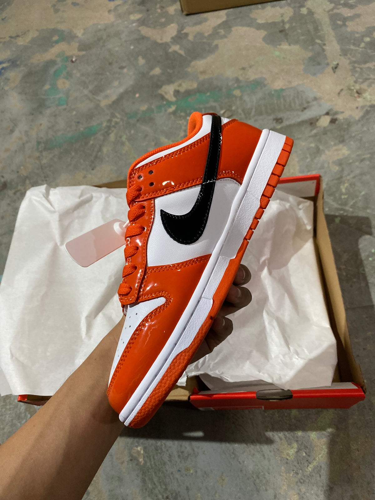 Low Top Skate Shoes, White Black Orange Colorway, Lace Up Design, Casual Gift for Shoe Lovers