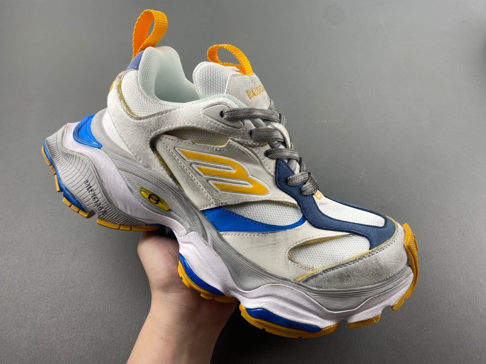 Low Top Sneakers, Blue Yellow Gray Colorway, Lace Up Design, Casual Gift for Sneaker Fans