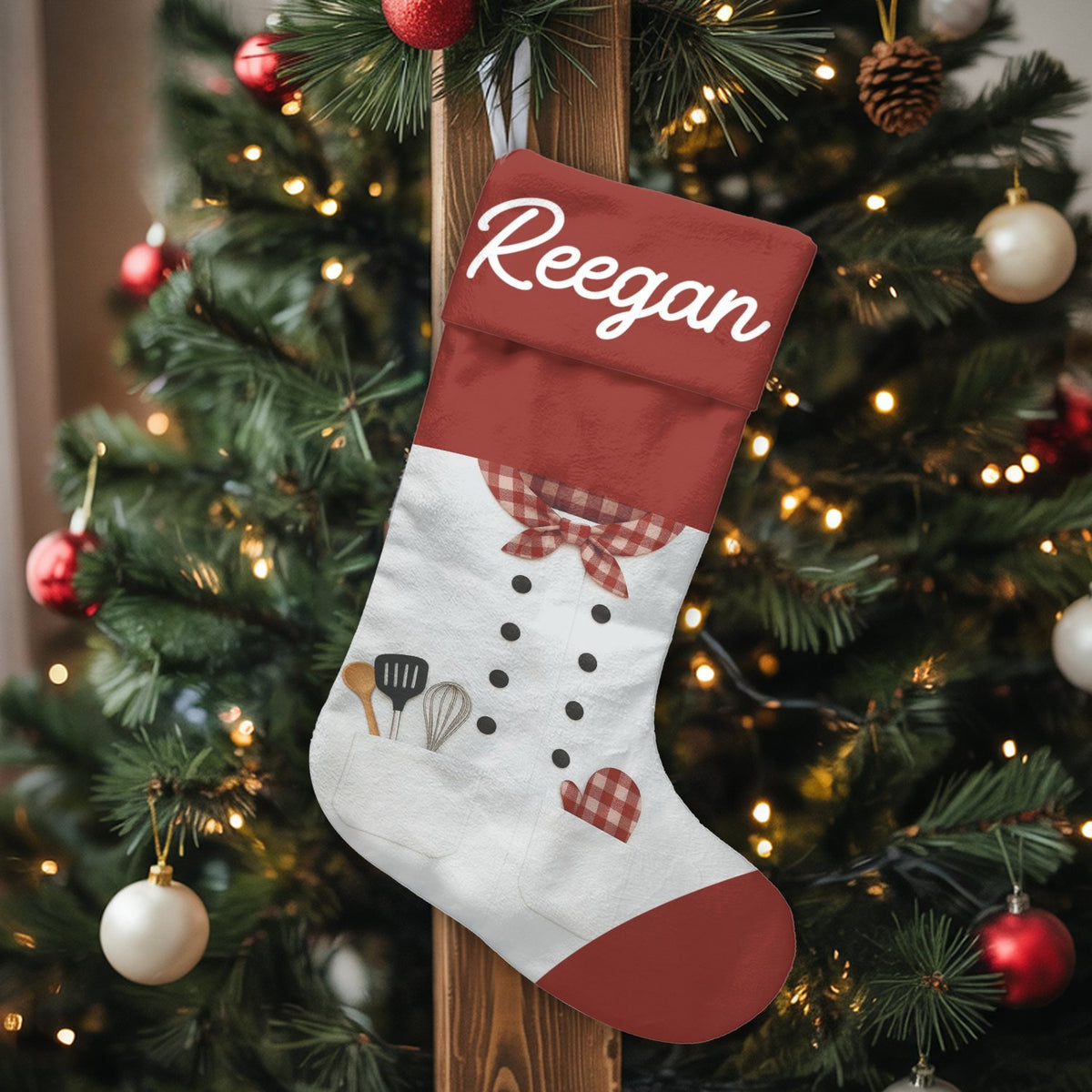 Personalized Baker Holiday Stocking, Chef Christmas Stocking, Custom Cook Christmas Stocking, Culinary Kitchen Decor, Cooking