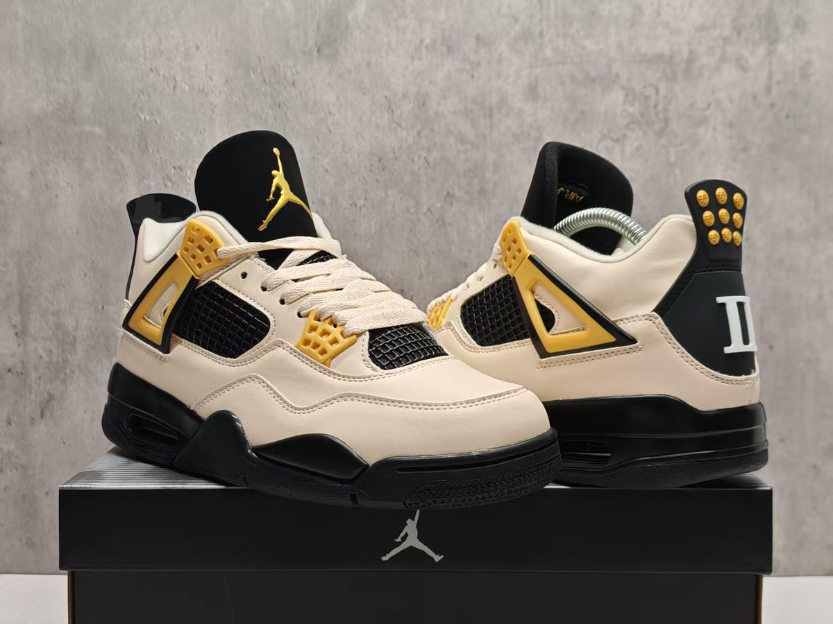Mid Top Sneakers, Beige Black Yellow Colorway, Lace Up Design, Casual Gift for Sneaker Fans