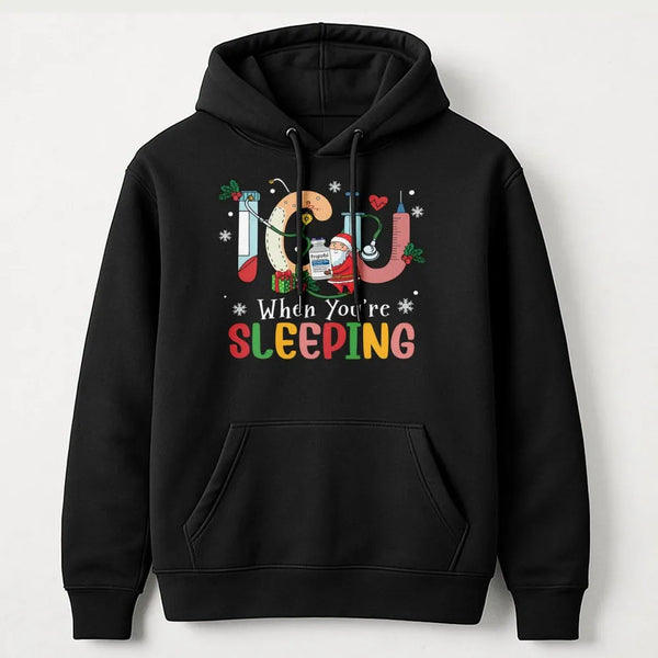 Intensive Care Unit Holiday Hoodie, ICU Nurse Christmas Hoodie, Humorous Medical Nursing Xmas Hoodie, Hospital Staff Graphic 