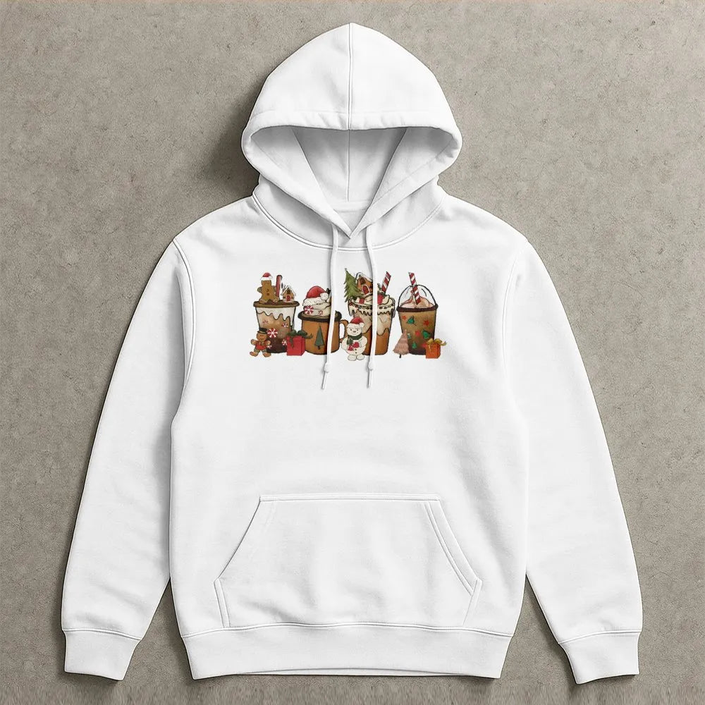 Gingerbread Latte Holiday Sweatshirt, Christmas Coffee Hoodie, Adorable Christmas Coffee Graphic Hoodie, Comfy Winter Coffee 