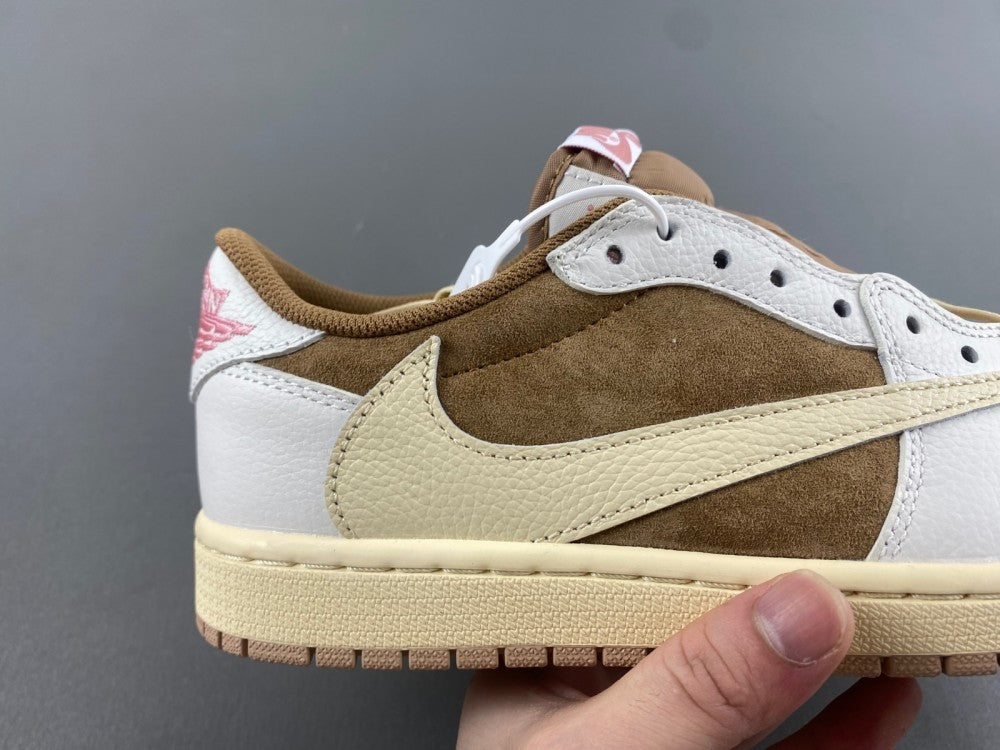 Low Top Sneakers, Khaki White Pink Colorway, Reverse Hook Design, Lace Up Design, Casual Gift for Sneaker Fans