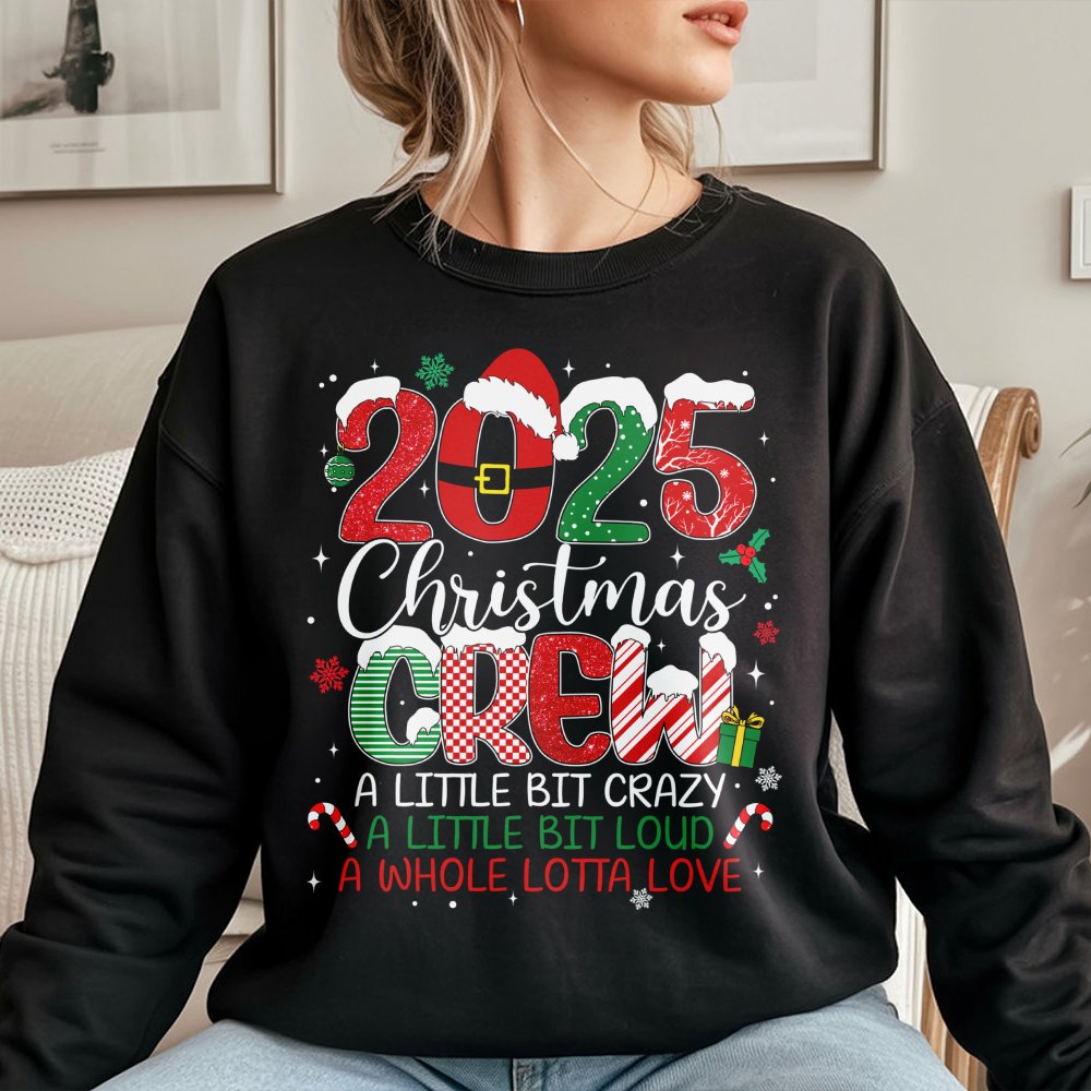 Humorous Family Matching Holiday Sweater, 2025 Christmas Crew Sweatshirt, New Year Xmas Party Crewneck, Festive Holiday Vacat