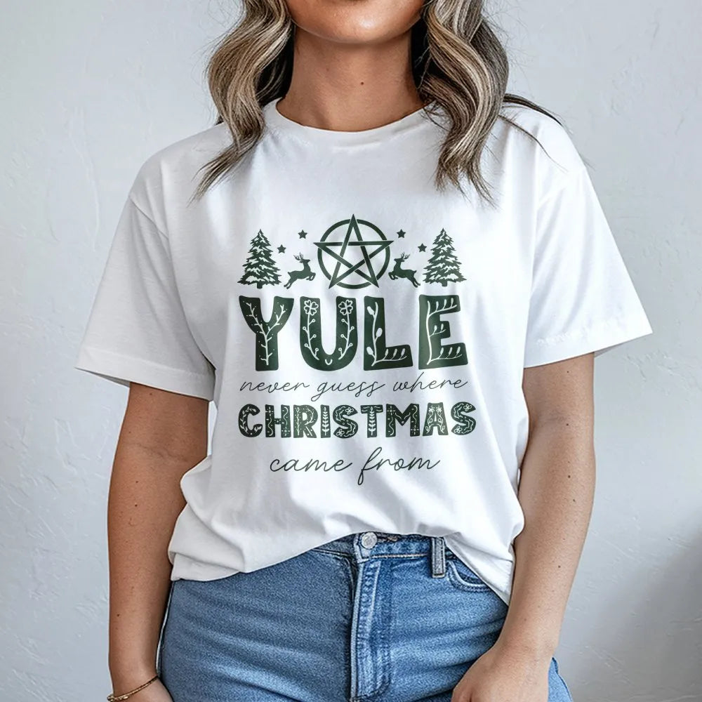 Pagan Holiday Solstice Tee, Yule Never Guess Where Christmas Came from T-Shirt, Wiccan Winter Folklore Graphic Shirt, Yule Se