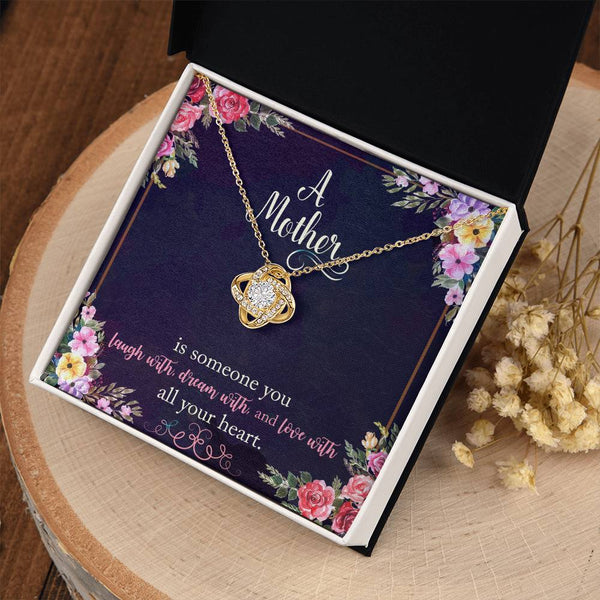 Cubic Zirconia Love Knot Pendant, Love Knot Necklace for Mom, Gold Knot Necklace, Mother Birthday Jewelry, Christmas Present 