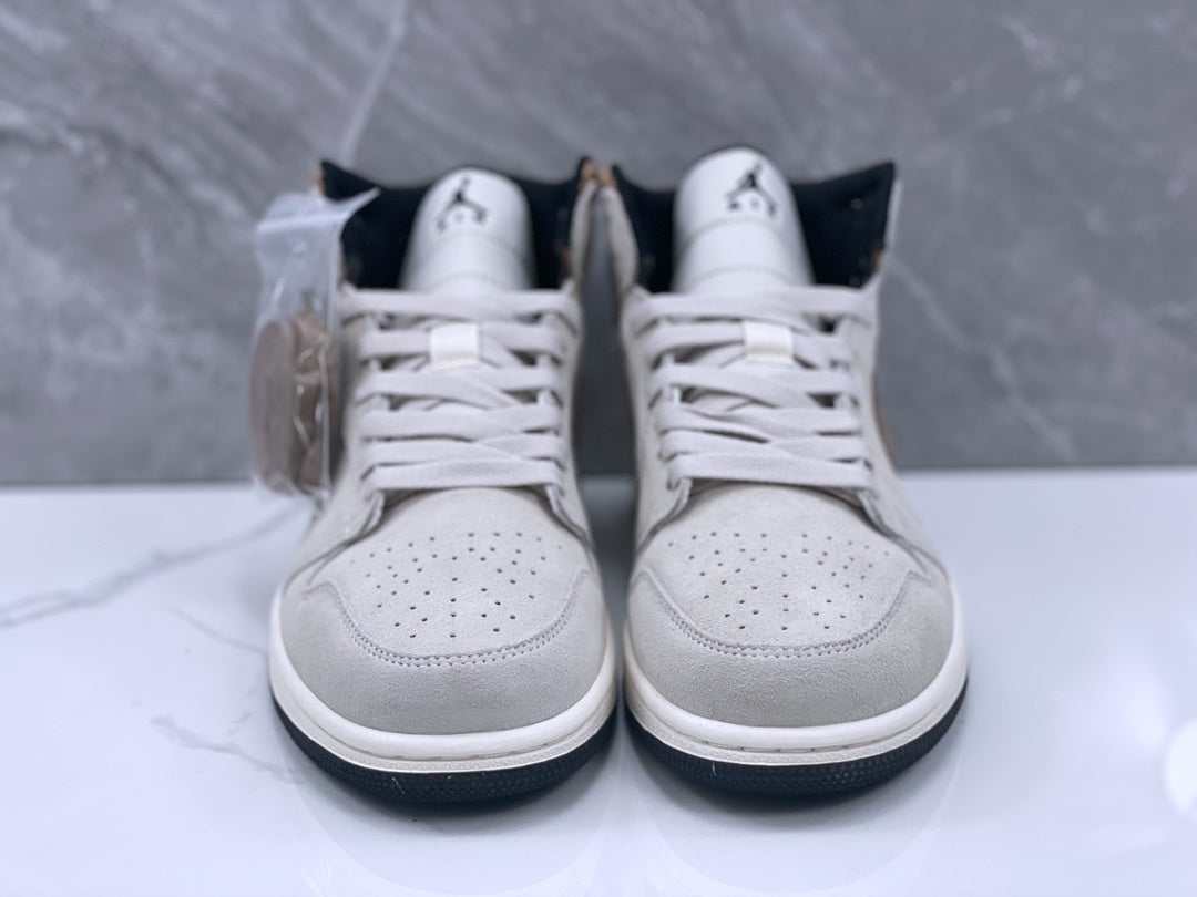 Mid Top Sneakers, Gray Brown Colorway, Lace Up Design, Casual Gift for Sneaker Fans