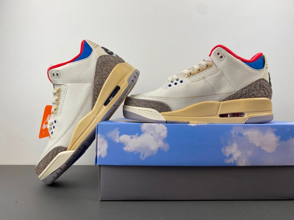 Low Top Sneakers, Blue White Red Colorway, Leather Footwear, Lace Up Design, Casual Gift for Sneaker Fans