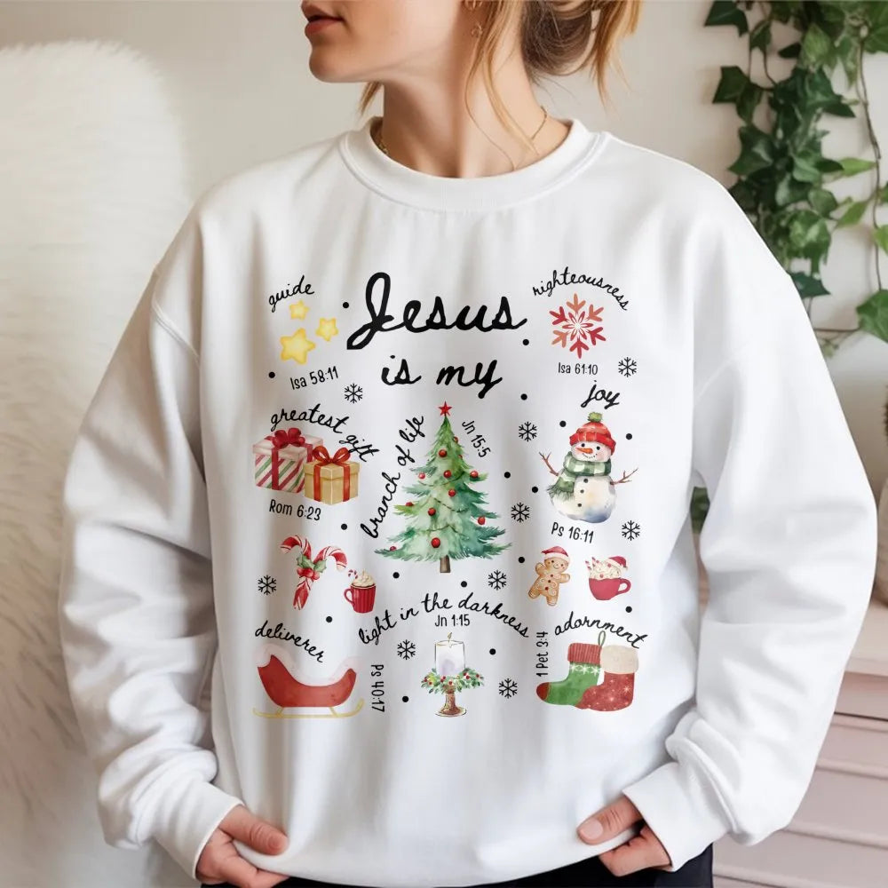 Religious Scripture Winter Crewneck, Jesus Is My Greatest Present Christmas Sweatshirt, Christian Bible Verse Holiday Pullove
