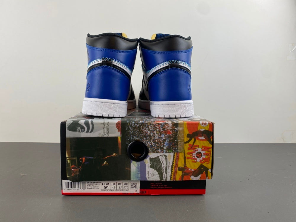 High Top Sneakers, White Black Blue Colorway, Lace Up Design, Casual Gift for Sneaker Fans