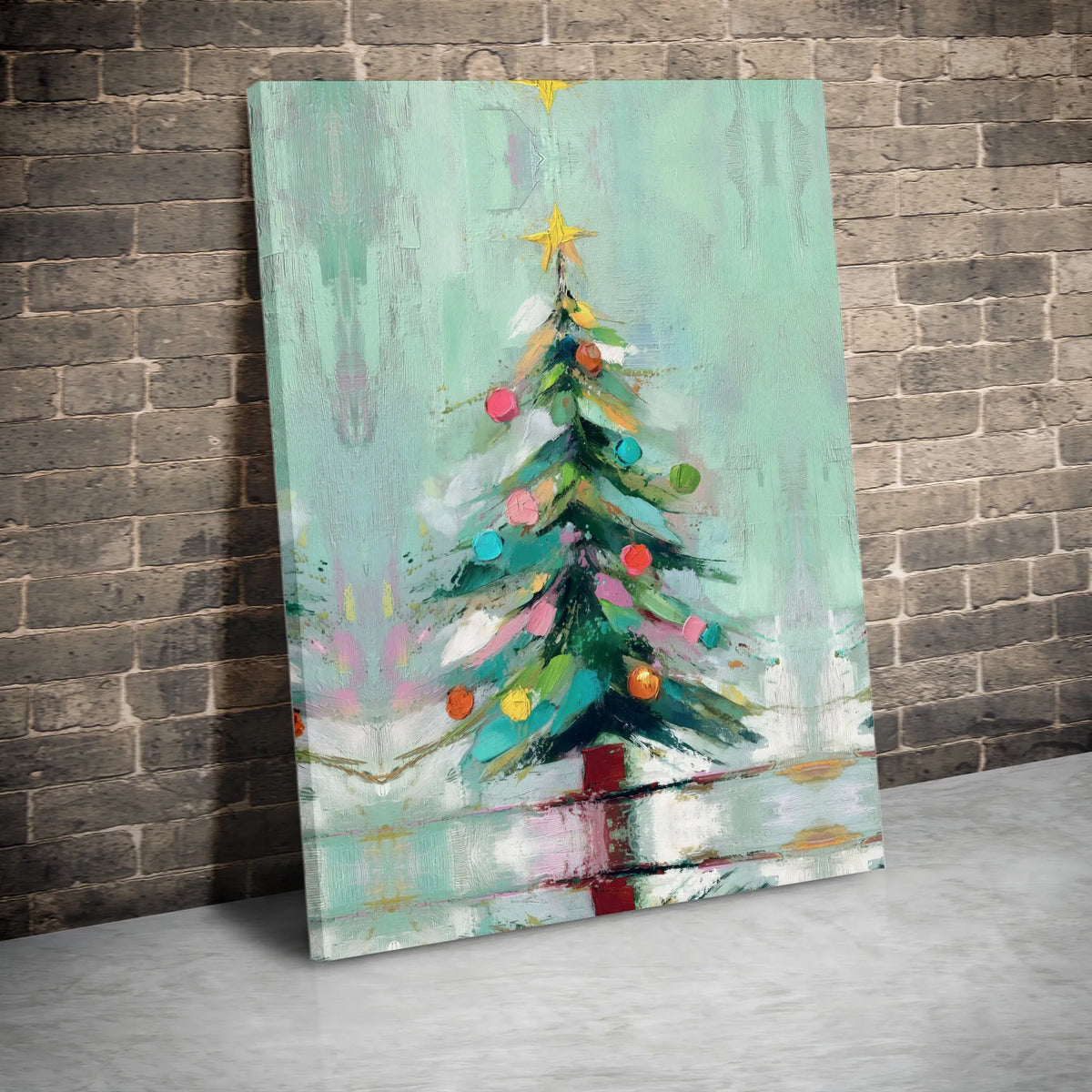 Colorful Modern Holiday Canvas Print, Abstract Christmas Tree Digital Wall Art, Festive Winter Home Decor, Printable Canvas W