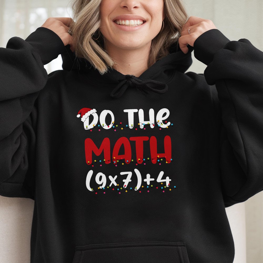 Holiday Math Equation Hoodie, Math Teacher Christmas Hoodie, Humorous Teacher Xmas Hoodie, Math Educator Pullover, Winter Tea