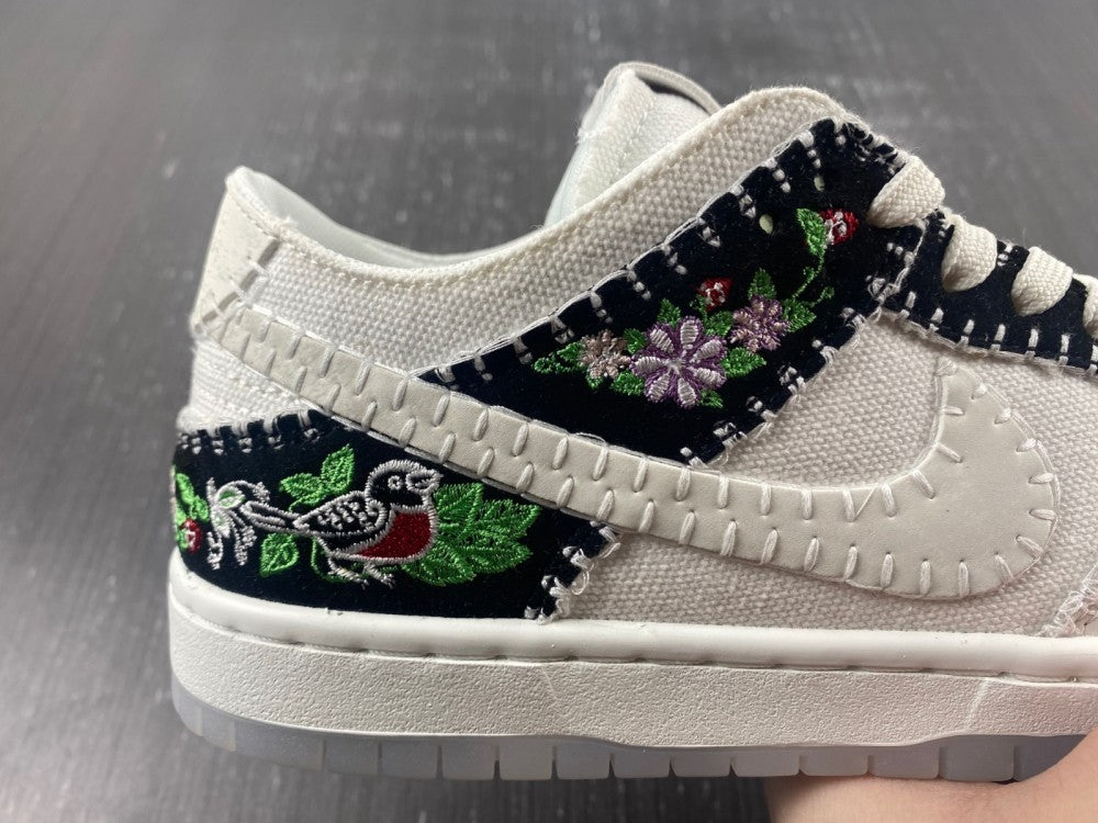 Low Top Sneakers, Black White Colorway, Embroidered Detail, Lace Up Design, Casual Gift for Sneaker Fans