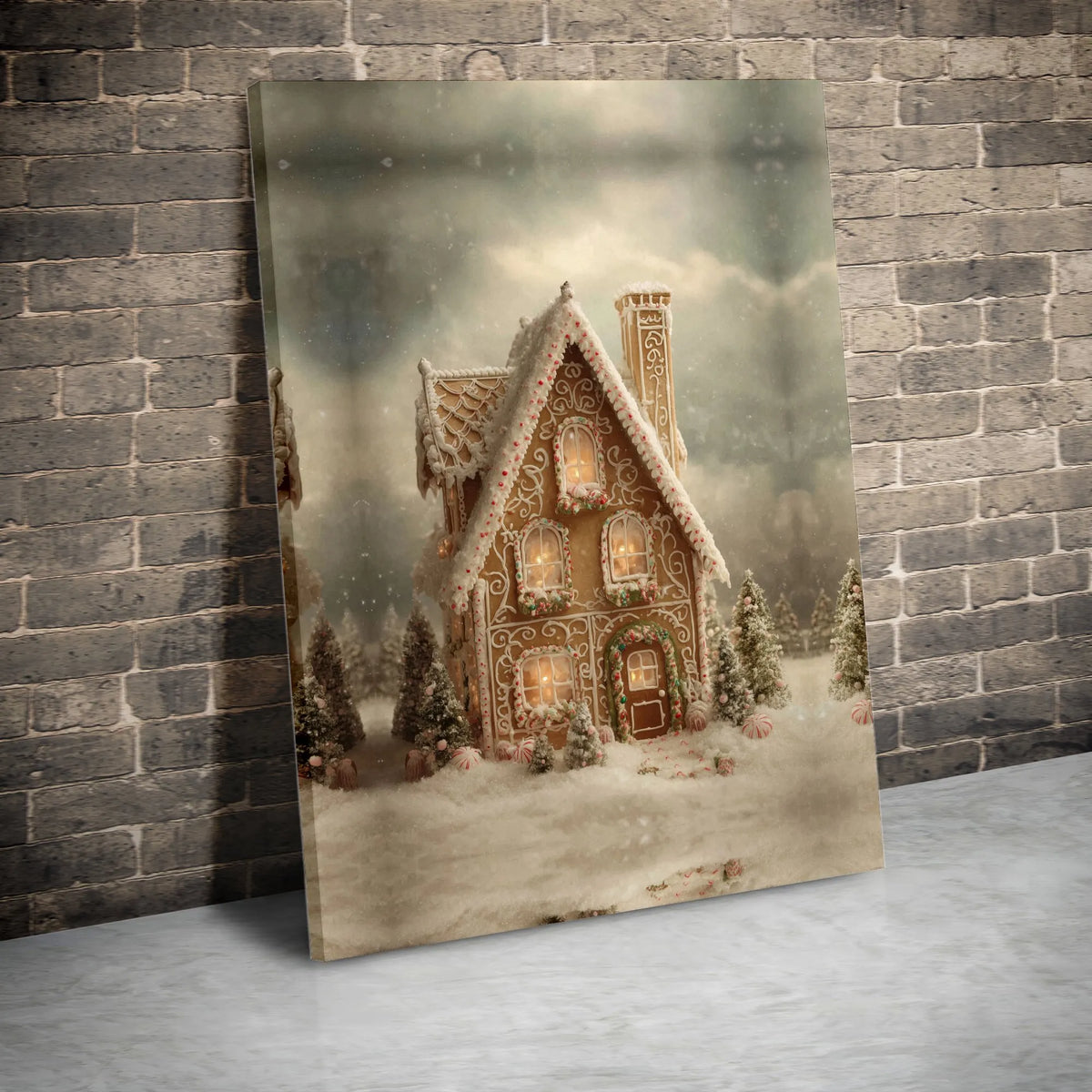 Winter Holiday Cabin Print, Gingerbread House Christmas Wall Art, Comfy Snowy Cottage Poster, Festive Seasonal Decor, Digital