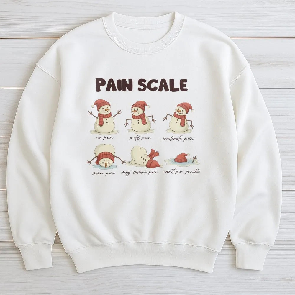 Humorous Nurse Christmas Sweatshirt, Snowman Pain Scale Sweatshirt, Medical Holiday Crewneck, Hospital Worker Pullover, Adora