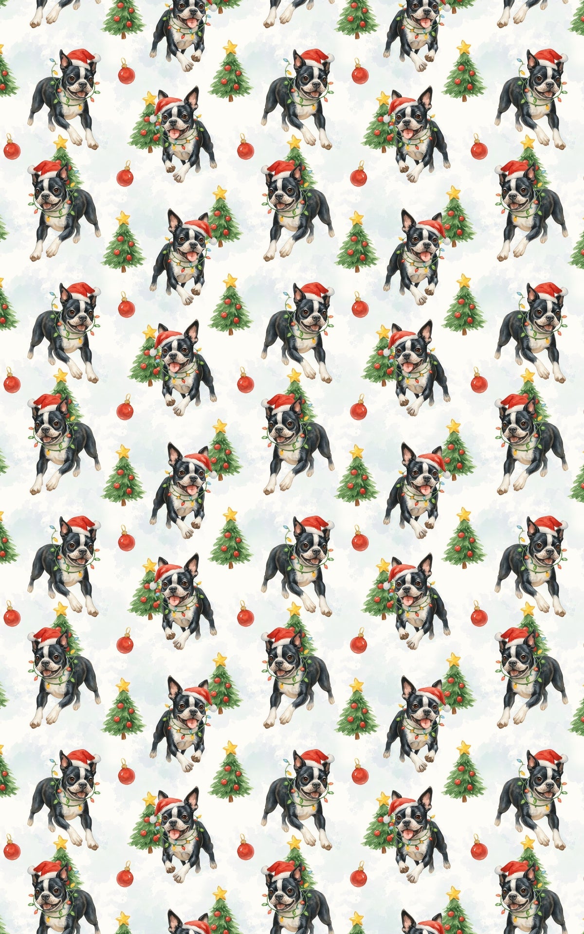Santa Hat Dog Gift Wrap, Boston Terrier Christmas Wrapping Paper, Festive Boston Terrier Wrapping Paper, Boston Terrier Holid