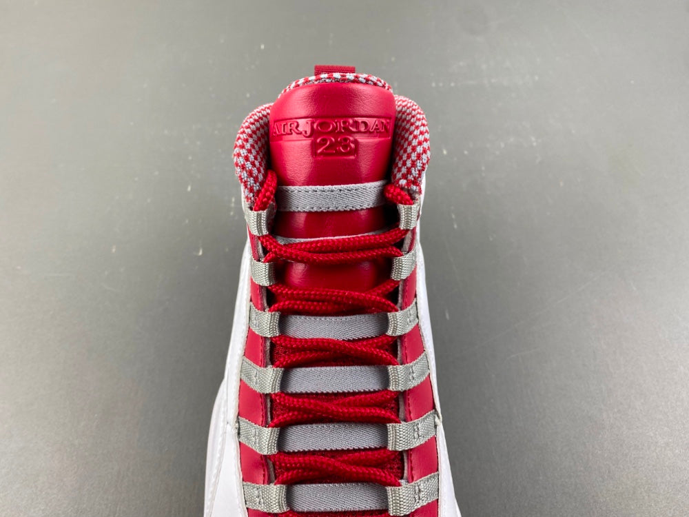 Retro High Top Sneakers, White Red Gray Colorway, Lace Up Design, Casual Gift for Sneaker Fans
