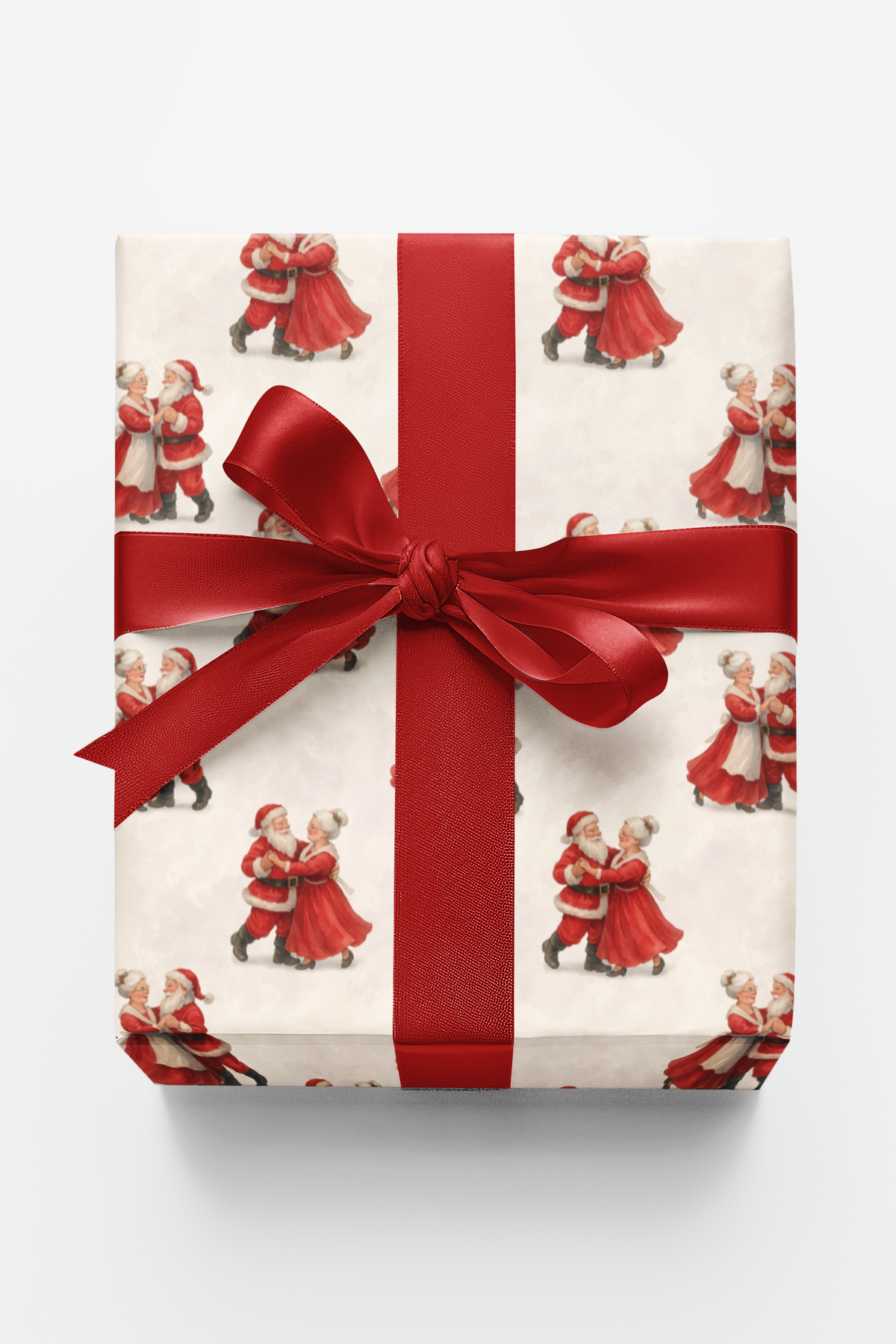 Vintage Santa Mrs Claus Holiday Gift Wrap, Dancing Santa Wrapping Paper, Retro Christmas Wrapping Paper, Romantic Present Pap