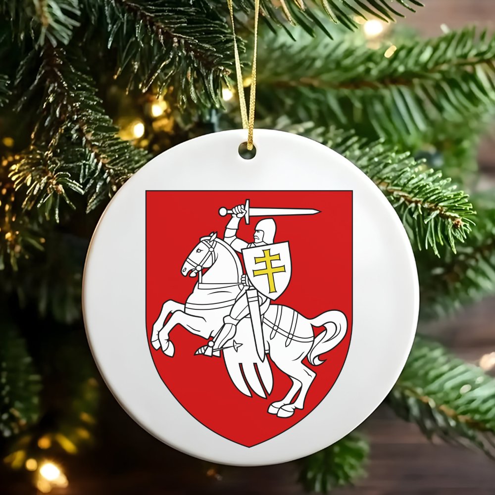 Lithuanian Vytis Knight Ceramic Ornament, Lithuania Coat of Arms Ornament, National Emblem Christmas Tree Ornament, Heritage 